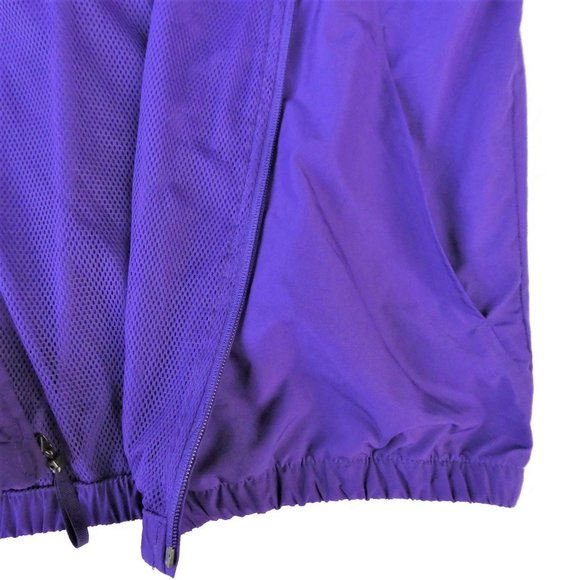 SOLD Nike 90s Windbreaker Track Purple White Striping Back Cape Mesh Lining  L - Picture 5 of 9